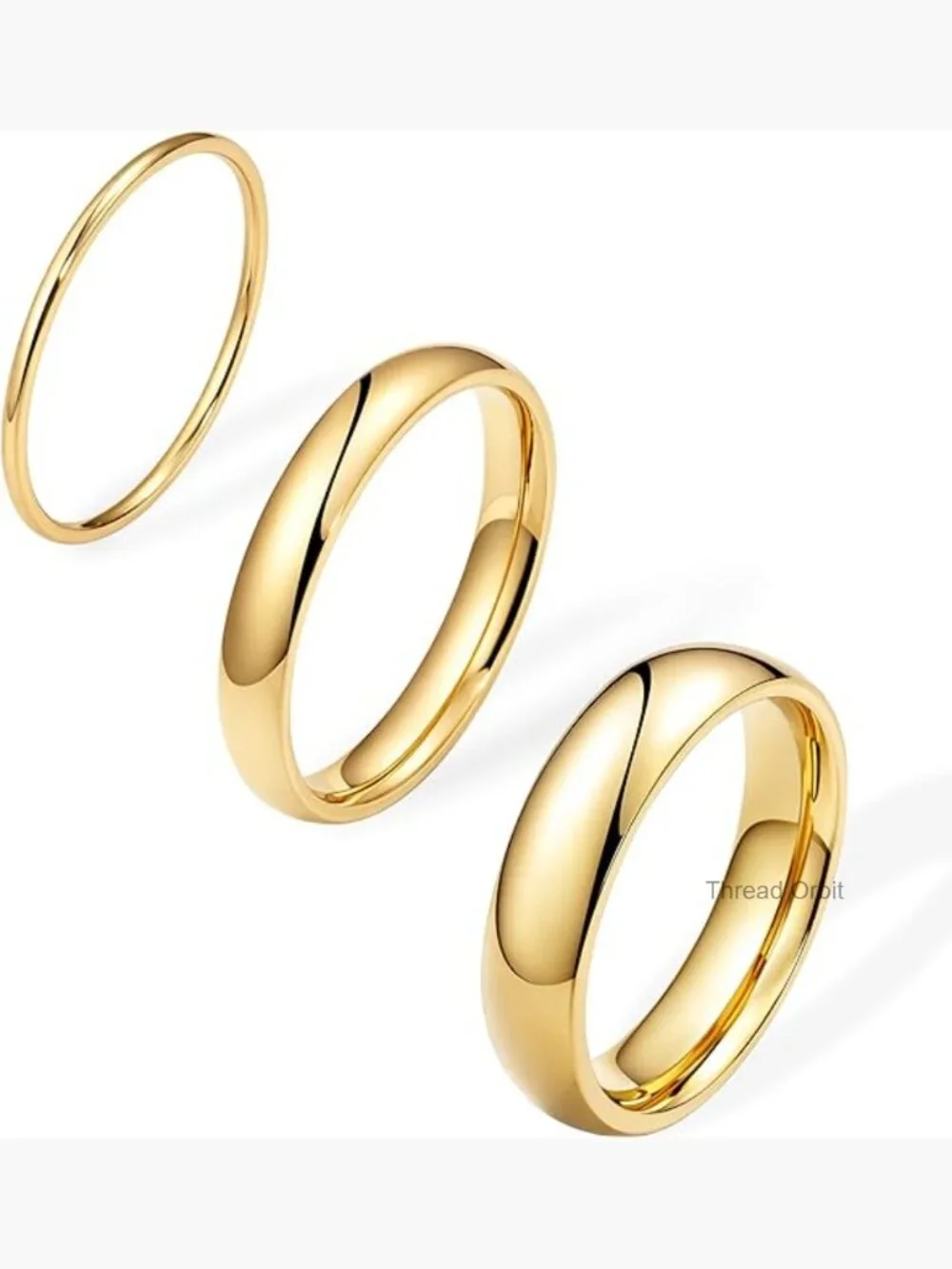 Non Tarnish Gold Stackable Ring Set Wedding Band 1mm 3mm 5mm Comfort Fit Size